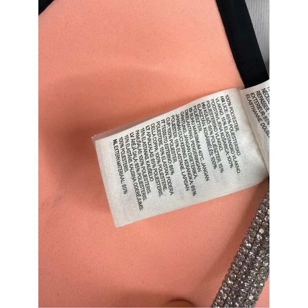 H&M halter orange neon Peach Triangle Bikini Top with Black Trim - Women Swim